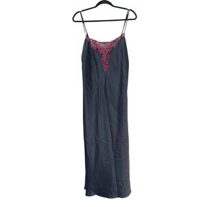 JESSICA Intimates Black Nightgown with Red Lace L